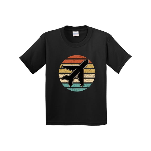 Inktastic Airplane Pilot Vintage Sunset Youth T-Shirt