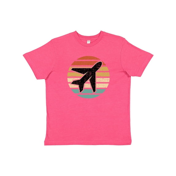 Inktastic Airplane Pilot Vintage Sunset Youth T-Shirt