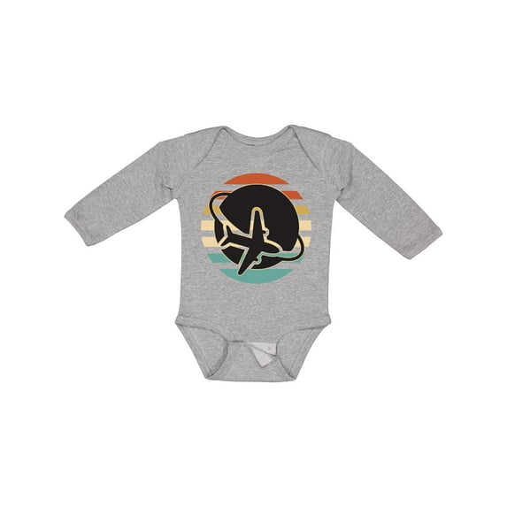 Inktastic Airplane Trip Vintage Travel Boys or Girls Long Sleeve Baby Bodysuit