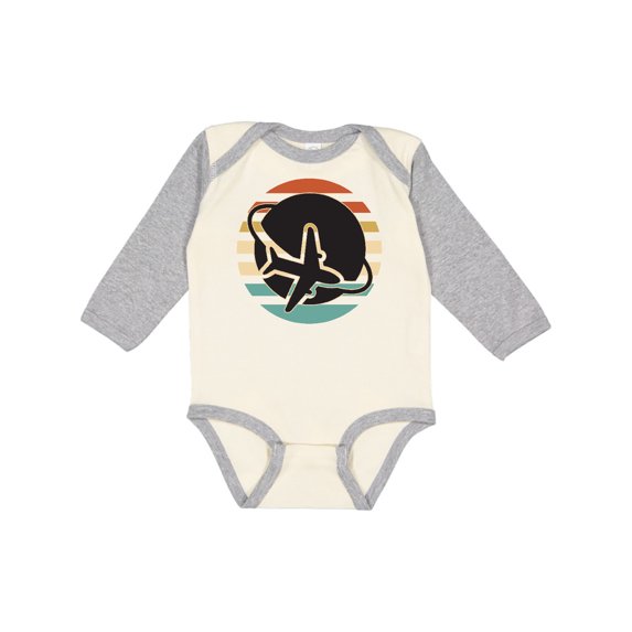 Inktastic Airplane Trip Vintage Travel Boys or Girls Long Sleeve Baby Bodysuit