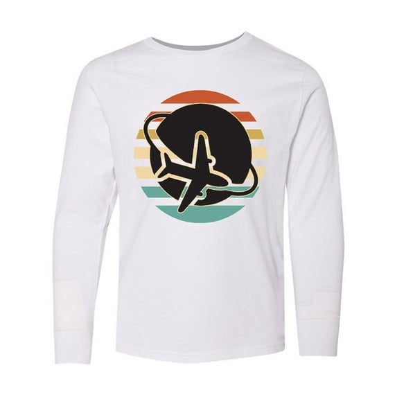 Inktastic Airplane Trip Vintage Travel Long Sleeve Youth T-Shirt