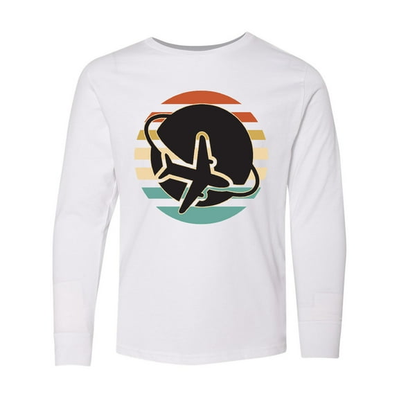 Inktastic Airplane Trip Vintage Travel Long Sleeve Youth T-Shirt