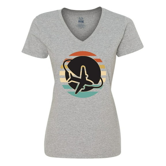 Inktastic Airplane Trip Vintage Travel Women's V-Neck T-Shirt