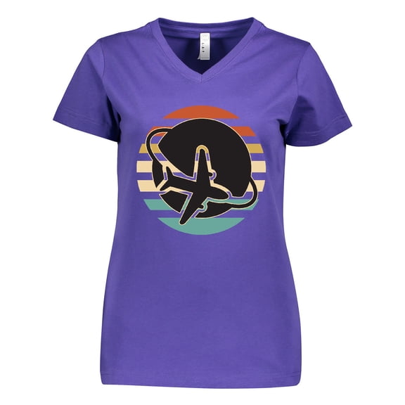 Inktastic Airplane Trip Vintage Travel Women's V-Neck T-Shirt