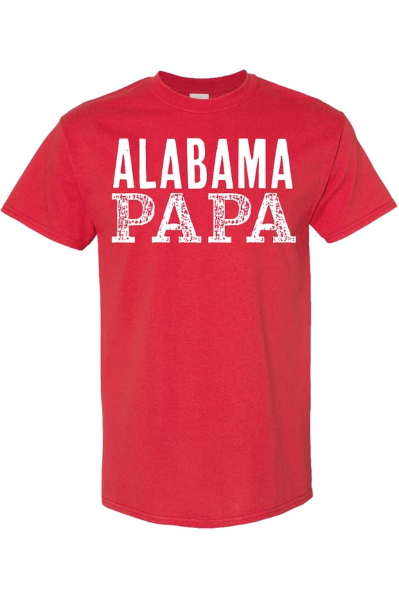 Alabama Papa Distressed White Text T-Shirt