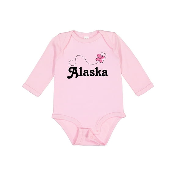 Inktastic Alaska Butterfly Girls Long Sleeve Baby Bodysuit