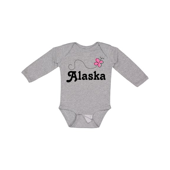 Inktastic Alaska Butterfly Girls Long Sleeve Baby Bodysuit