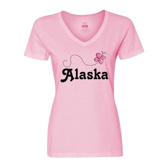Inktastic Alaska Butterfly Women's V-Neck T-Shirt