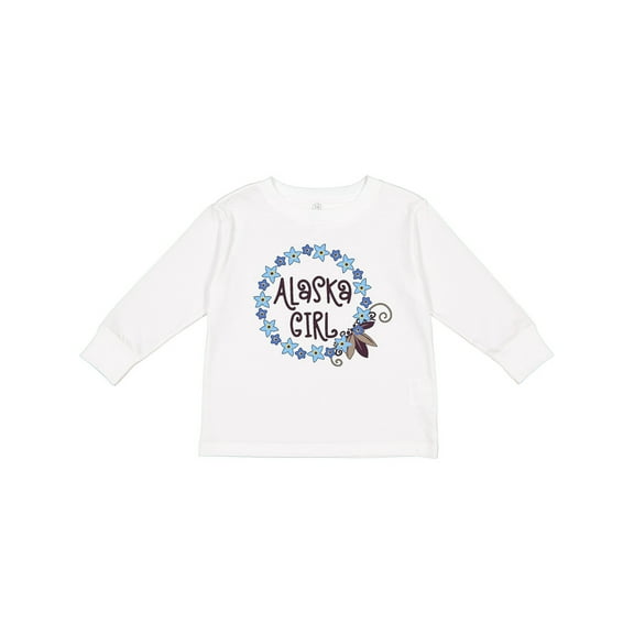 Inktastic Alaska Girl Forget-Me-Not Flower Girls Long Sleeve Toddler T-Shirt