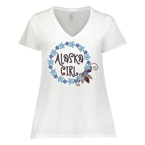 Inktastic Alaska Girl Forget-Me-Not Flower Women's Plus Size V-Neck T-Shirt