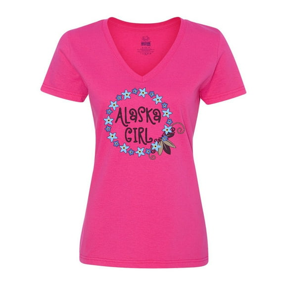 Inktastic Alaska Girl Forget-Me-Not Flower Women's V-Neck T-Shirt