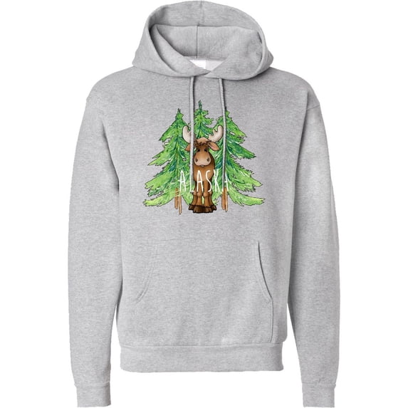 Inktastic Alaska Moose and Trees Adult Hoodie Sweatshirt