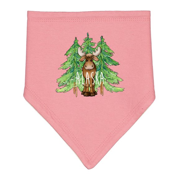 Inktastic Alaska Moose and Trees Baby Bandana Bib