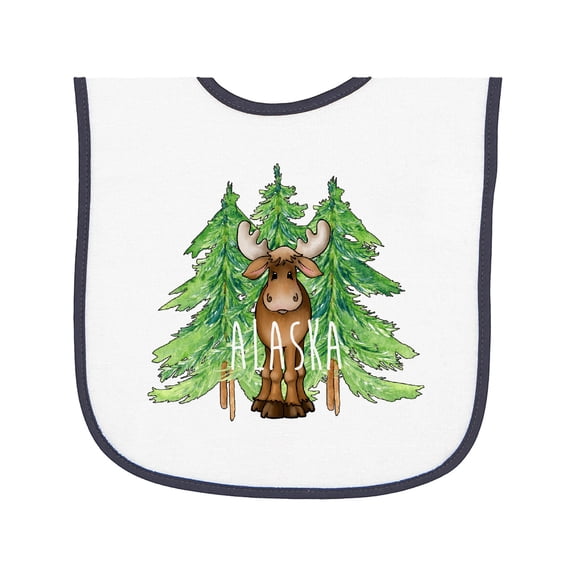 Inktastic Alaska Moose and Trees Baby Terry Cloth Bib