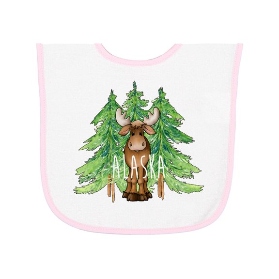 Inktastic Alaska Moose and Trees Baby Terry Cloth Bib