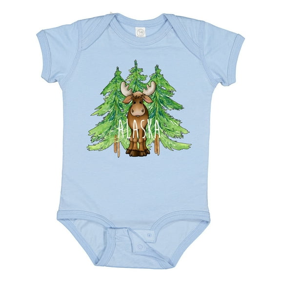Inktastic Alaska Moose and Trees Boys or Girls Baby Bodysuit