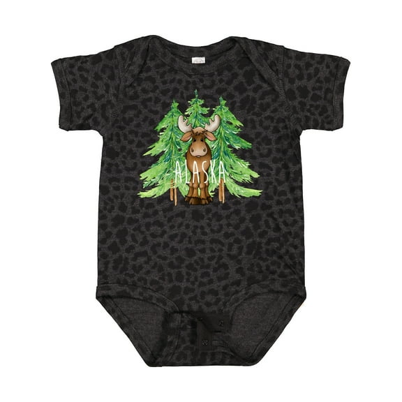 Inktastic Alaska Moose and Trees Boys or Girls Baby Bodysuit