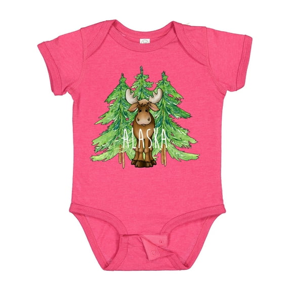 Inktastic Alaska Moose and Trees Boys or Girls Baby Bodysuit