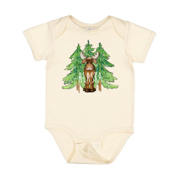 Inktastic Alaska Moose and Trees Boys or Girls Baby Bodysuit