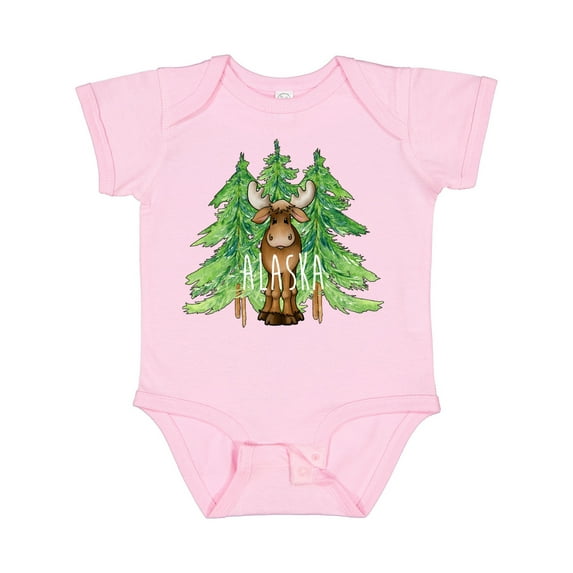 Inktastic Alaska Moose and Trees Boys or Girls Baby Bodysuit