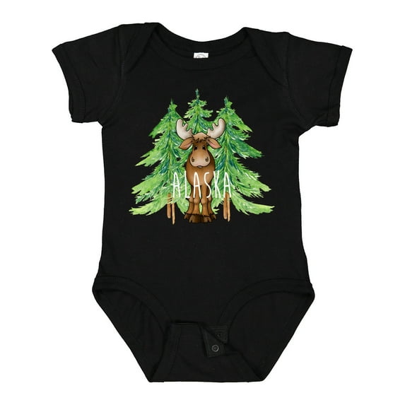 Inktastic Alaska Moose and Trees Boys or Girls Baby Bodysuit