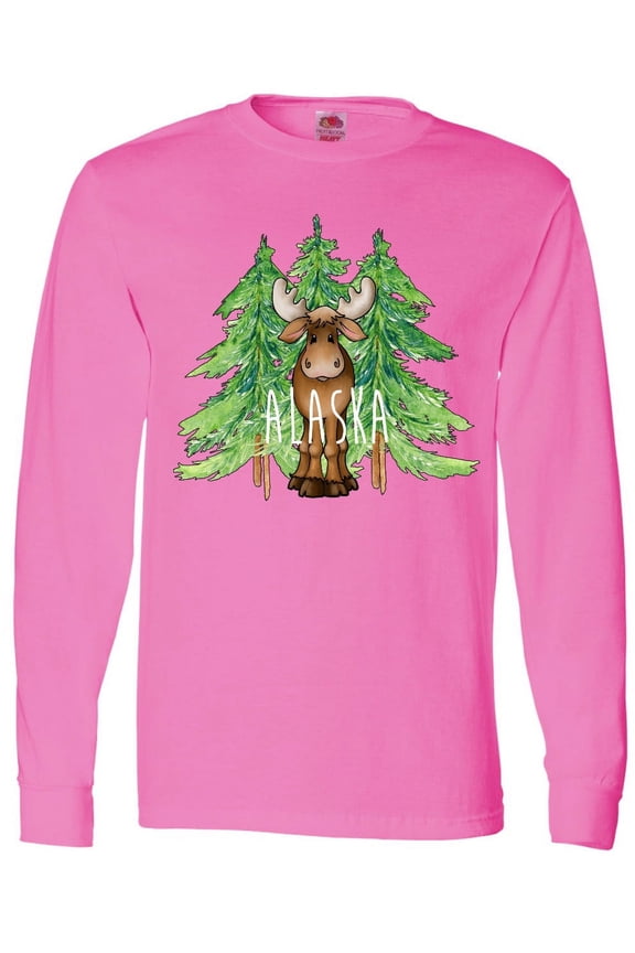 Alaska Moose and Trees Long Sleeve T-Shirt