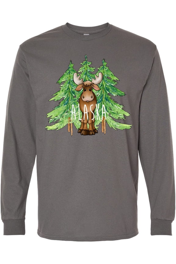 Alaska Moose and Trees Long Sleeve T-Shirt