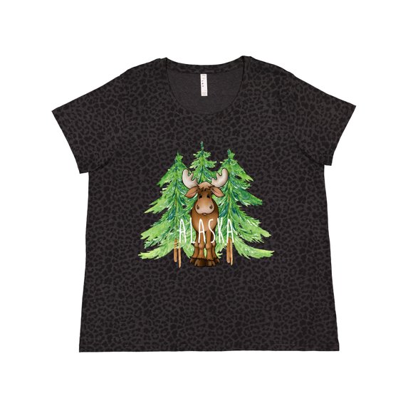 Inktastic Alaska Moose and Trees Women's Plus Size T-Shirt