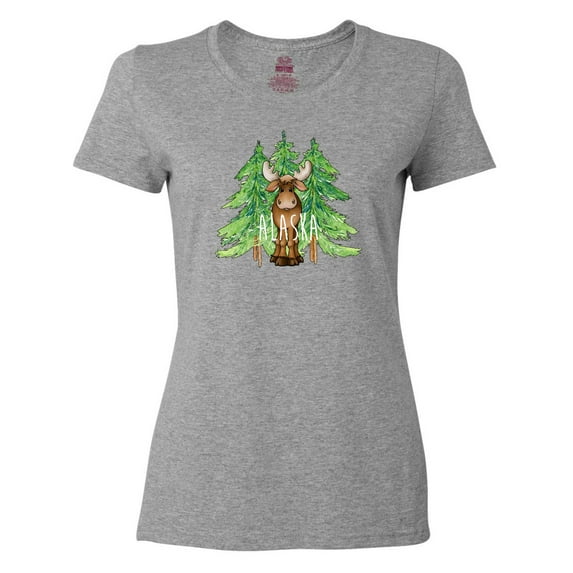 Inktastic Alaska Moose and Trees Women's T-Shirt