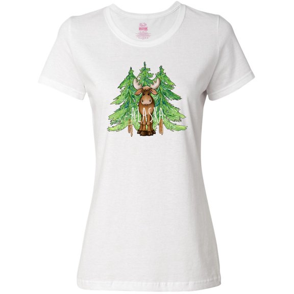 Inktastic Alaska Moose and Trees Women's T-Shirt