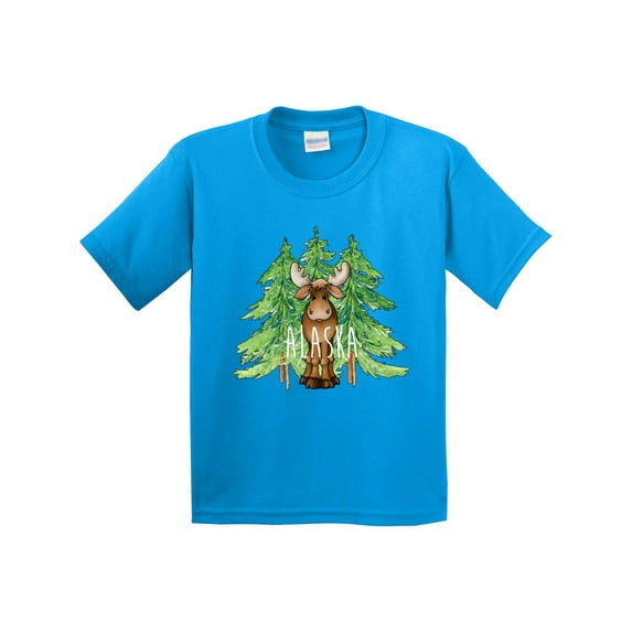 Inktastic Alaska Moose and Trees Youth T-Shirt