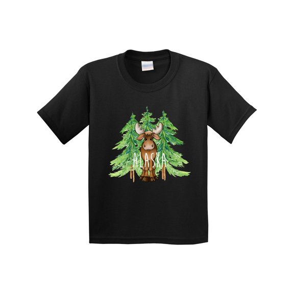 Inktastic Alaska Moose and Trees Youth T-Shirt