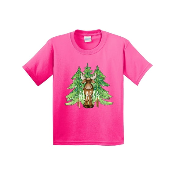 Inktastic Alaska Moose and Trees Youth T-Shirt