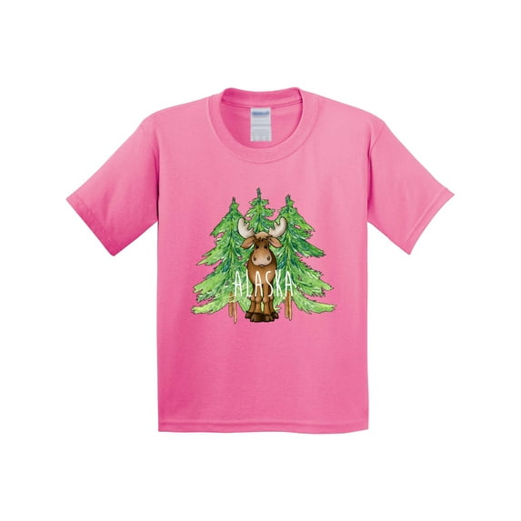 Inktastic Alaska Moose and Trees Youth T-Shirt