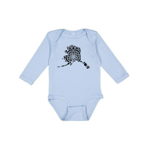 Inktastic Alaska Silhouette Mandala Boys or Girls Long Sleeve Baby Bodysuit