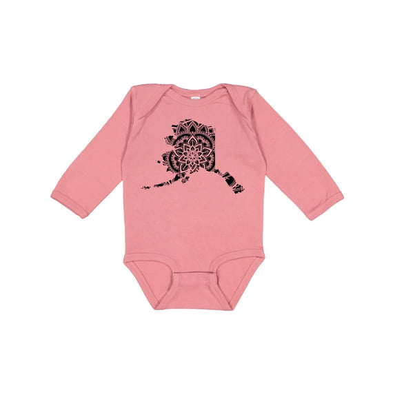 Inktastic Alaska Silhouette Mandala Boys or Girls Long Sleeve Baby Bodysuit