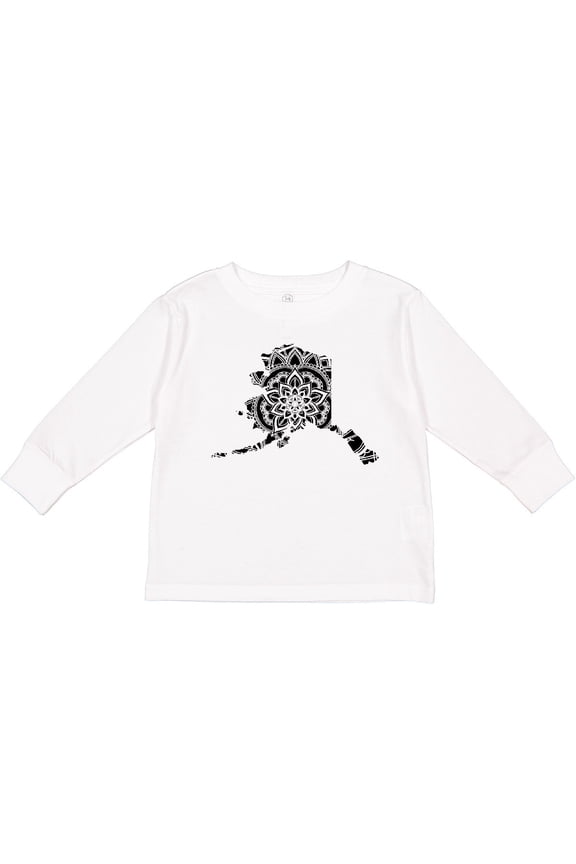 Alaska Silhouette Mandala Boys or Girls Long Sleeve Toddler T-Shirt