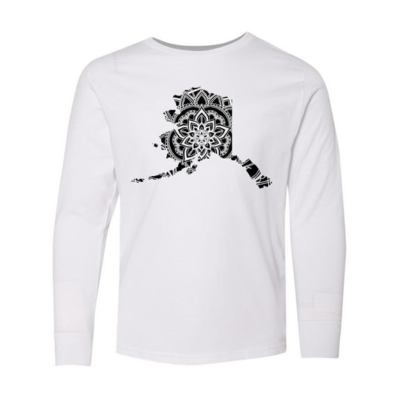 Inktastic Alaska Silhouette Mandala Long Sleeve Youth T-Shirt