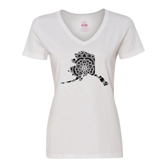 Inktastic Alaska Silhouette Mandala Women's V-Neck T-Shirt