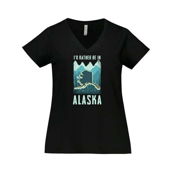 Inktastic Alaskan Rather be in Alaska Women's Plus Size V-Neck T-Shirt