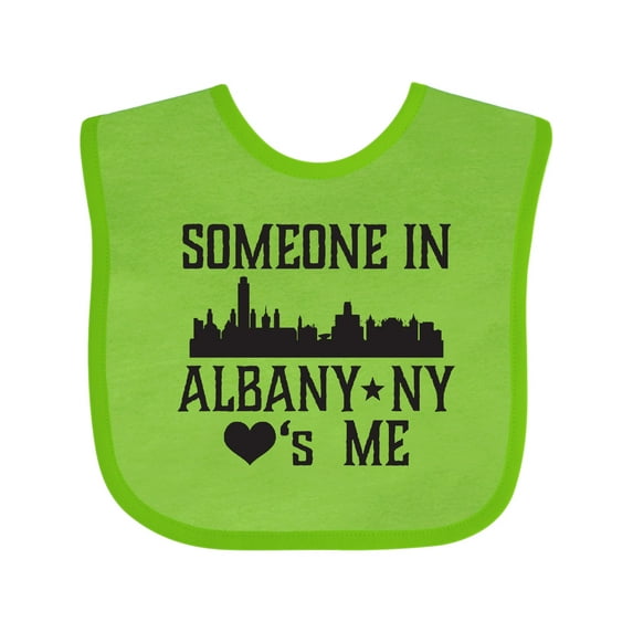 Inktastic Albany New York Skyline Someone Loves Me Boys or Girls Baby Bib