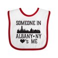 thumbnail image 1 of Inktastic Albany New York Skyline Someone Loves Me Boys or Girls Baby Bib, 1 of 4