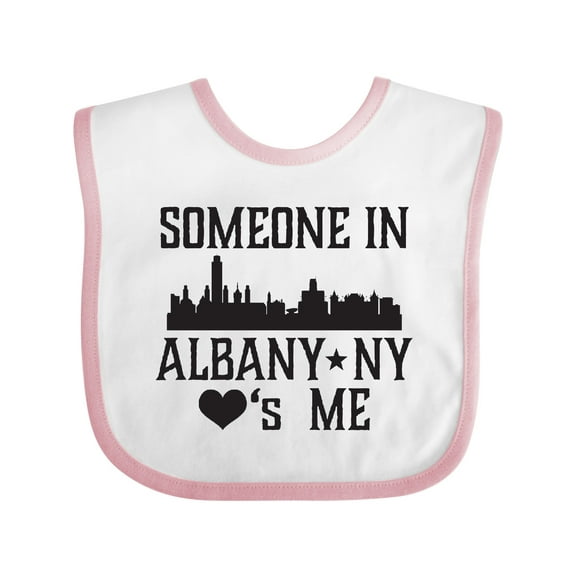 Inktastic Albany New York Skyline Someone Loves Me Boys or Girls Baby Bib