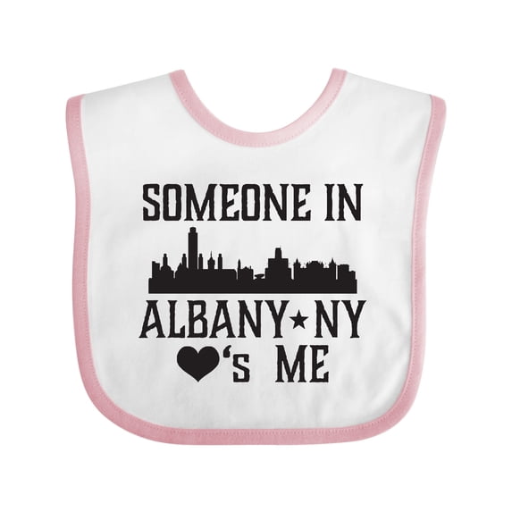 Inktastic Albany New York Skyline Someone Loves Me Boys or Girls Baby Bib