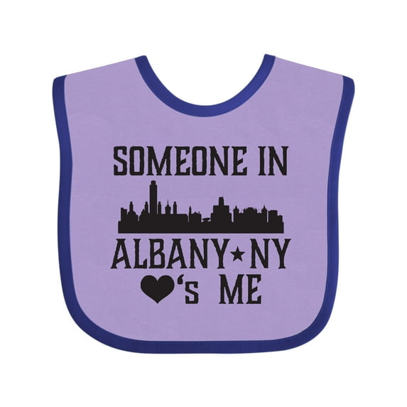 Inktastic Albany New York Skyline Someone Loves Me Boys or Girls Baby Bib