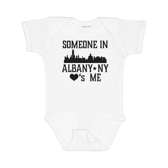 Inktastic Albany New York Skyline Someone Loves Me Boys or Girls Baby Bodysuit