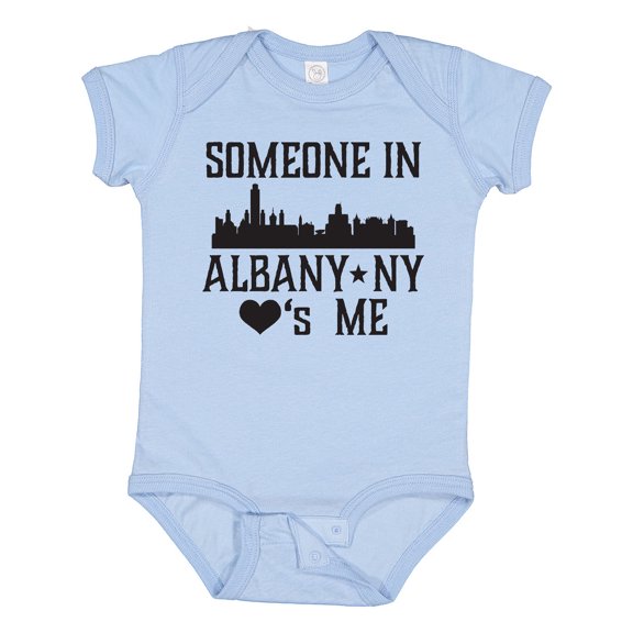 Inktastic Albany New York Skyline Someone Loves Me Boys or Girls Baby Bodysuit