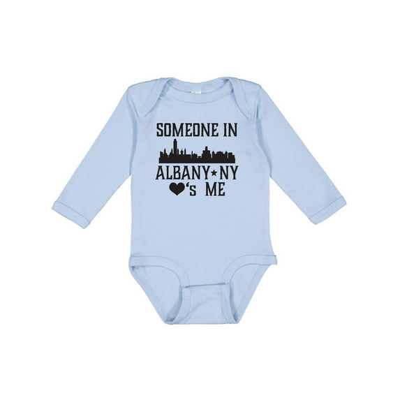 Inktastic Albany New York Skyline Someone Loves Me Boys or Girls Long Sleeve Baby Bodysuit