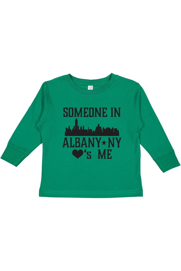 Albany New York Skyline Someone Loves Me Boys or Girls Long Sleeve Toddler T-Shirt