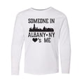 thumbnail image 1 of Inktastic Albany New York Skyline Someone Loves Me Long Sleeve Youth T-Shirt, 1 of 5